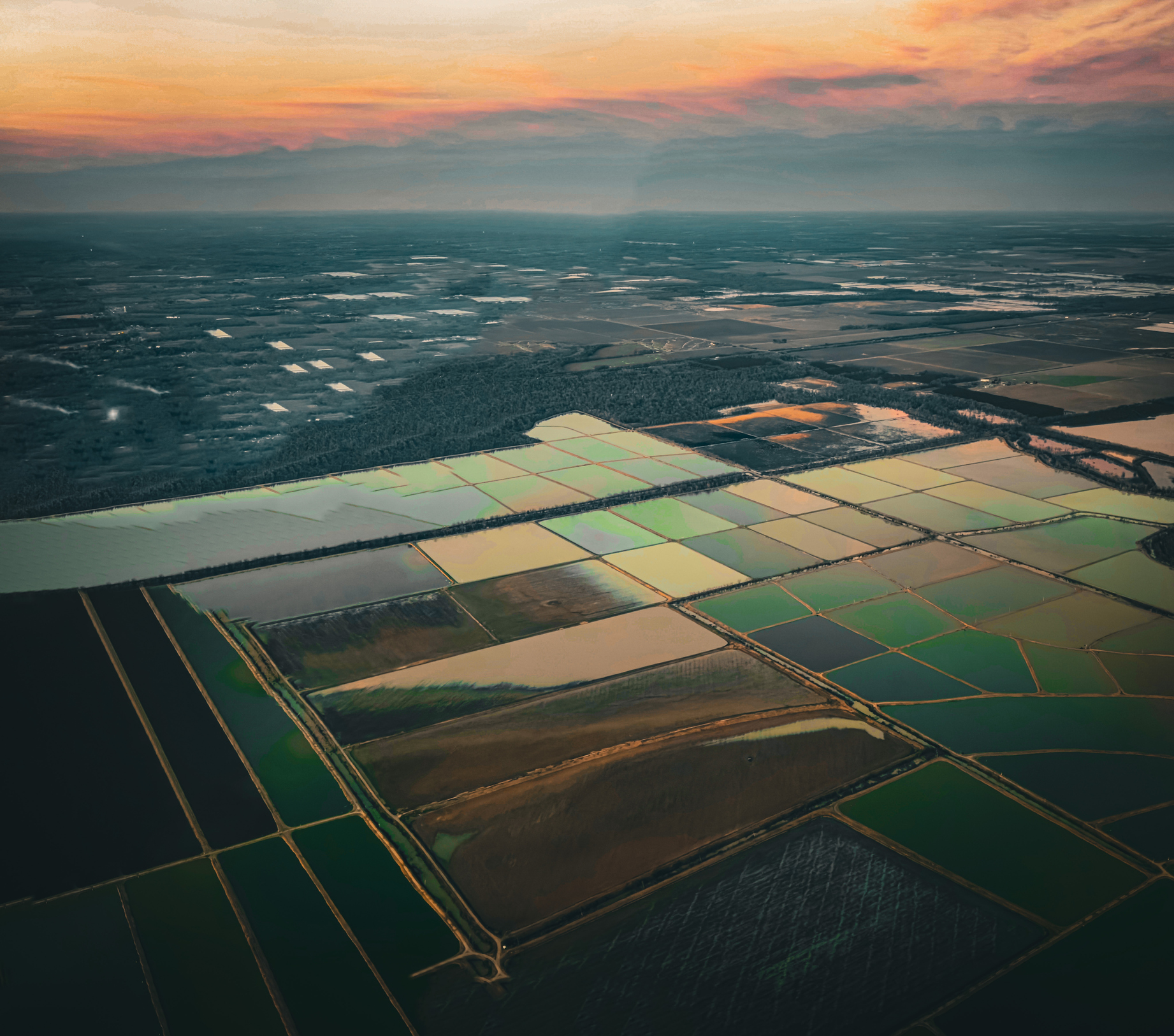 Aerial View of Lonoke County, Arkansas at Sunset Aerial View of Lonoke County, Arkansas at Sunset